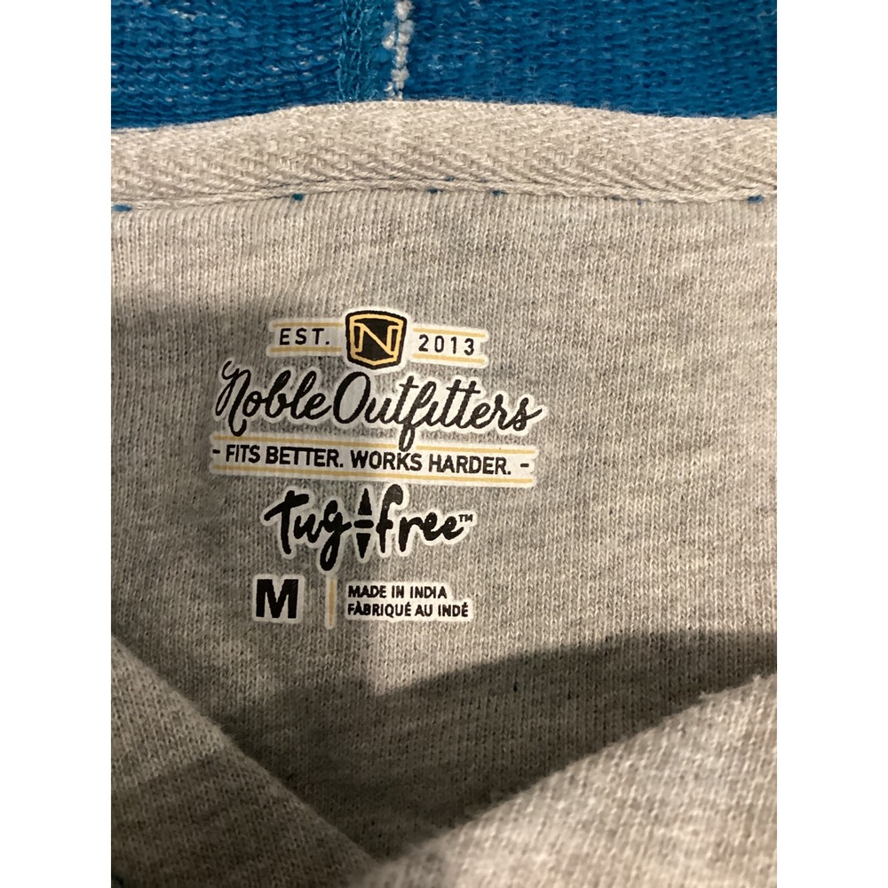 Noble Outfitters‎ Womens Gray Blue Trim V Neck Hoodie Sweatshirt Size M - Picture 6 of 6